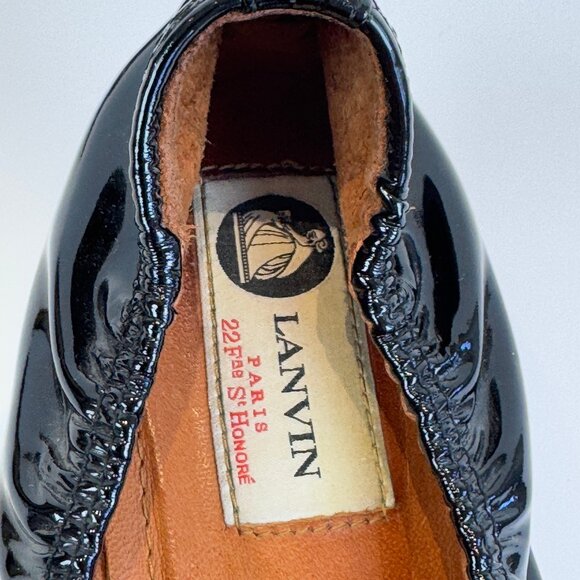 Lanvin Black Patent Leather Ballet Flats with Bow Accents, EU 40 - Picture 8 of 16